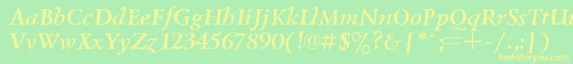 UkrainiangoudyoldBolditalic-fontti – keltaiset fontit vihreällä taustalla