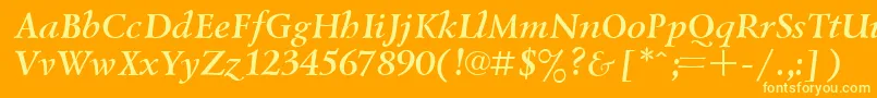 Шрифт UkrainiangoudyoldBolditalic – жёлтые шрифты на оранжевом фоне