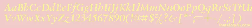 UkrainiangoudyoldBolditalic-fontti – keltaiset fontit vaaleanpunaisella taustalla