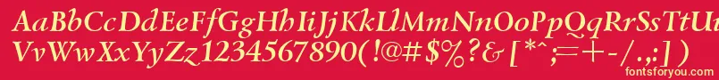 フォントUkrainiangoudyoldBolditalic – 黄色の文字、赤い背景