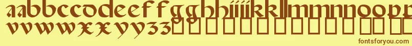 SpanishRoundBookhand16thC-Schriftart – Braune Schriften auf gelbem Hintergrund