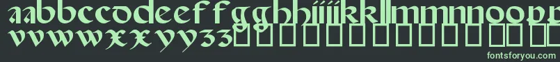 SpanishRoundBookhand16thC-fontti – vihreät fontit mustalla taustalla