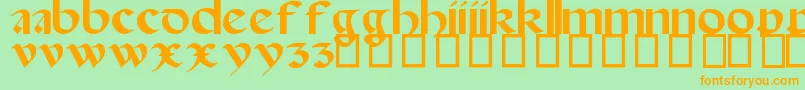 SpanishRoundBookhand16thC Font – Orange Fonts on Green Background