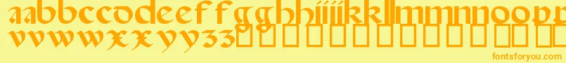 SpanishRoundBookhand16thC Font – Orange Fonts on Yellow Background