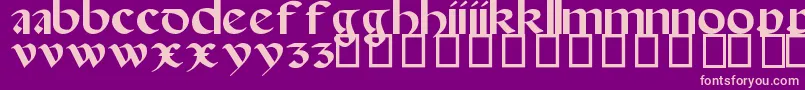 SpanishRoundBookhand16thC Font – Pink Fonts on Purple Background