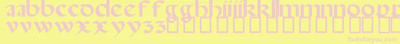 SpanishRoundBookhand16thC Font – Pink Fonts on Yellow Background