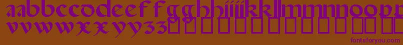 SpanishRoundBookhand16thC-Schriftart – Violette Schriften auf braunem Hintergrund