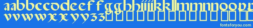 SpanishRoundBookhand16thC Font – Yellow Fonts on Blue Background