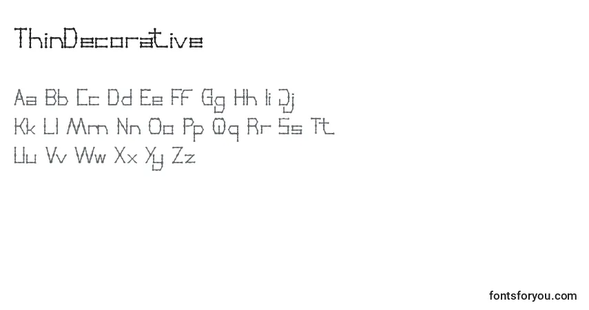 Schriftart ThinDecorative – Alphabet, Zahlen, spezielle Symbole