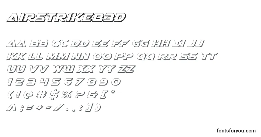 A fonte Airstrikeb3D – alfabeto, números, caracteres especiais