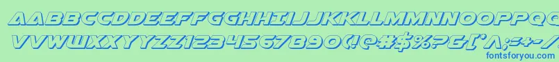 フォントAirstrikeb3D – 青い文字は緑の背景です。