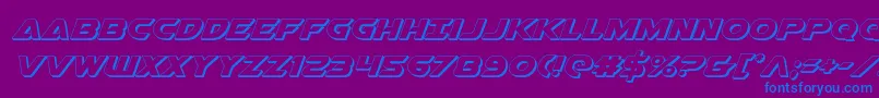 Airstrikeb3D-Schriftart – Blaue Schriften auf violettem Hintergrund