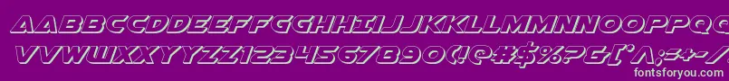 Airstrikeb3D-Schriftart – Grüne Schriften auf violettem Hintergrund