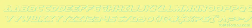 Airstrikeb3D-Schriftart – Grüne Schriften auf gelbem Hintergrund