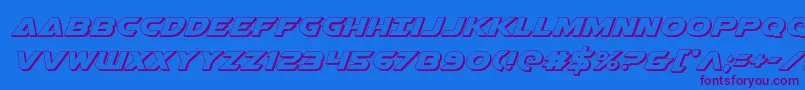 Airstrikeb3D-Schriftart – Violette Schriften auf blauem Hintergrund