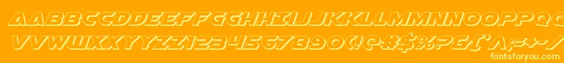 Fonte Airstrikeb3D – fontes amarelas em um fundo laranja