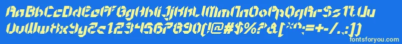 フォントGetaroboOpenitalic – 黄色の文字、青い背景