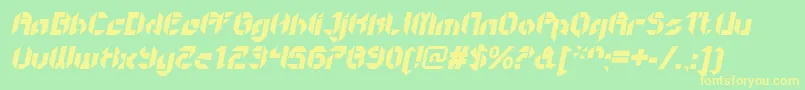 フォントGetaroboOpenitalic – 黄色の文字が緑の背景にあります