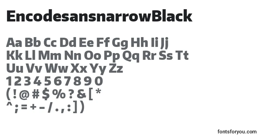 A fonte EncodesansnarrowBlack – alfabeto, números, caracteres especiais