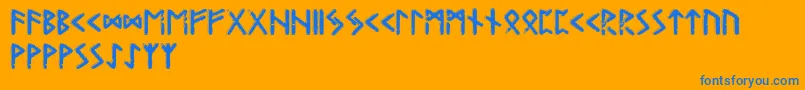 Gunfjaunrunic Font – Blue Fonts on Orange Background