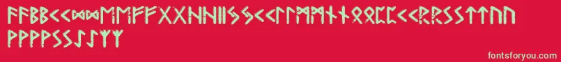 Gunfjaunrunic Font – Green Fonts on Red Background