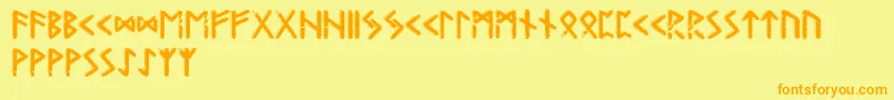 Gunfjaunrunic Font – Orange Fonts on Yellow Background