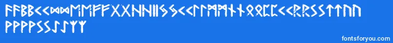 フォントGunfjaunrunic – 青い背景に白い文字