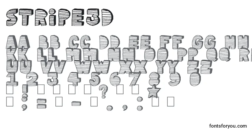Czcionka Stripe3D – alfabet, cyfry, specjalne znaki