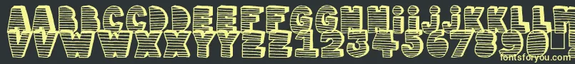 Stripe3D-Schriftart – Gelbe Schriften auf schwarzem Hintergrund
