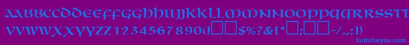 Шрифт MacedoncapssskRegular – синие шрифты на фиолетовом фоне