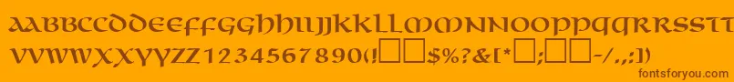 フォントMacedoncapssskRegular – オレンジの背景に茶色のフォント