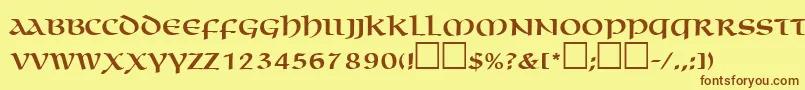 MacedoncapssskRegular-fontti – ruskeat fontit keltaisella taustalla