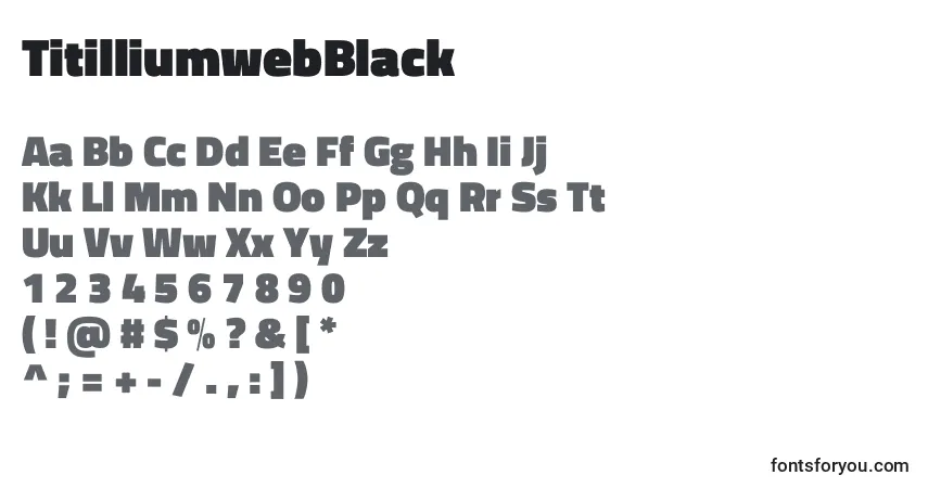 A fonte TitilliumwebBlack – alfabeto, números, caracteres especiais