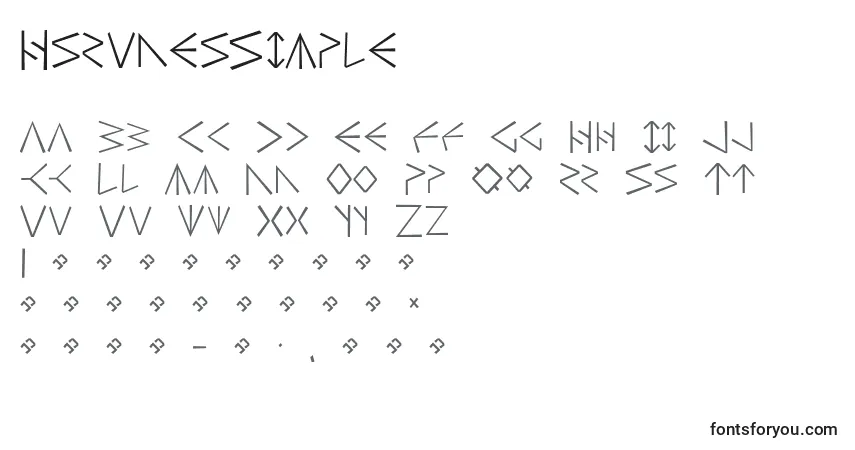 Czcionka HsrunesSimple – alfabet, cyfry, specjalne znaki