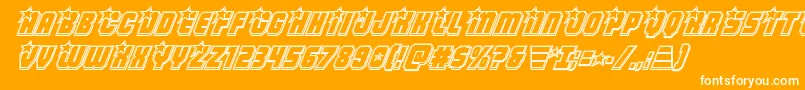 Armyrangersengravital-Schriftart – Weiße Schriften auf orangefarbenem Hintergrund