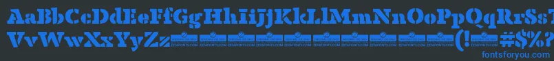 AnaphoraStencilFatTrial Font – Blue Fonts on Black Background