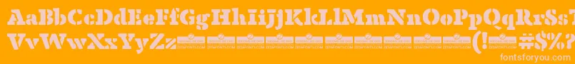 Fonte AnaphoraStencilFatTrial – fontes rosa em um fundo laranja