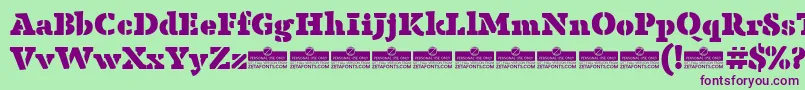 AnaphoraStencilFatTrial Font – Purple Fonts on Green Background