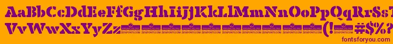 AnaphoraStencilFatTrial Font – Purple Fonts on Orange Background