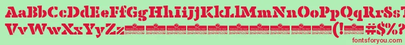 AnaphoraStencilFatTrial Font – Red Fonts on Green Background