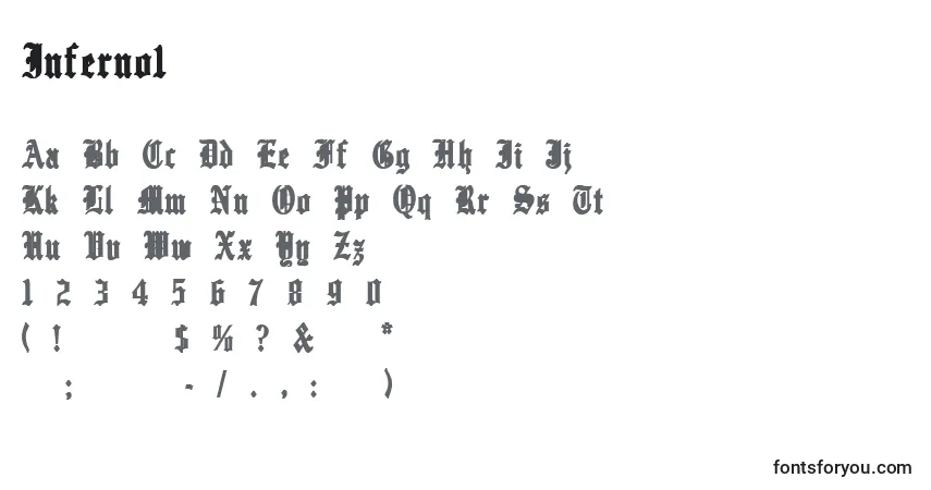 Шрифт Inferno1 – алфавит, цифры, специальные символы