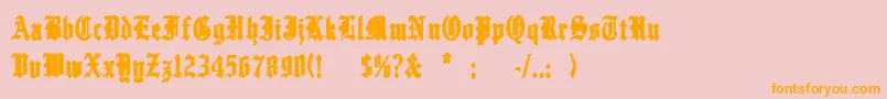 フォントInferno1 – オレンジの文字がピンクの背景にあります。