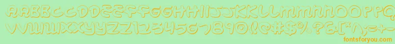 フォントMagicBeans3D – オレンジの文字が緑の背景にあります。