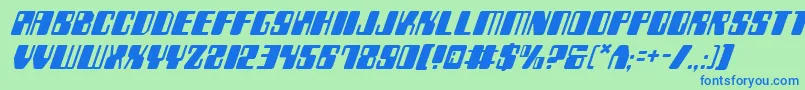 フォントZyborgsItalic – 青い文字は緑の背景です。