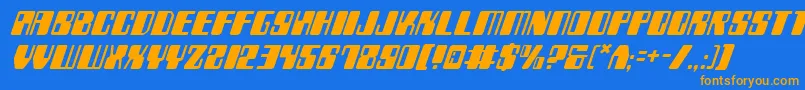 ZyborgsItalic-Schriftart – Orangefarbene Schriften auf blauem Hintergrund