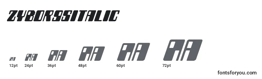 ZyborgsItalic Font Sizes