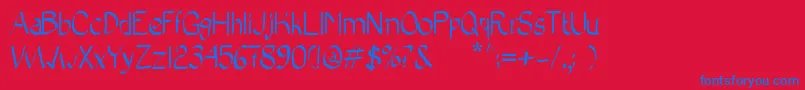 Czcionka BadCalligraphic2 – niebieskie czcionki na czerwonym tle