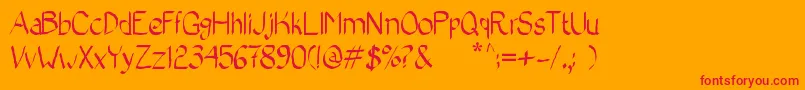 BadCalligraphic2 Font – Red Fonts on Orange Background