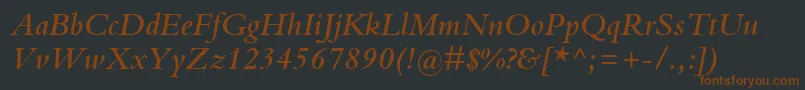 KuriakosSsiSemiBoldItalic-fontti – ruskeat fontit mustalla taustalla