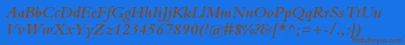 Шрифт KuriakosSsiSemiBoldItalic – коричневые шрифты на синем фоне